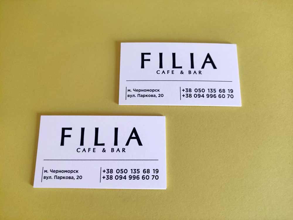 Візитки для Filia Друк візитівок Одеса